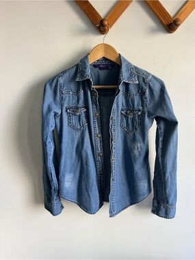 Miley Cyrus & Max Azria Blue Denim Shirt Jacket